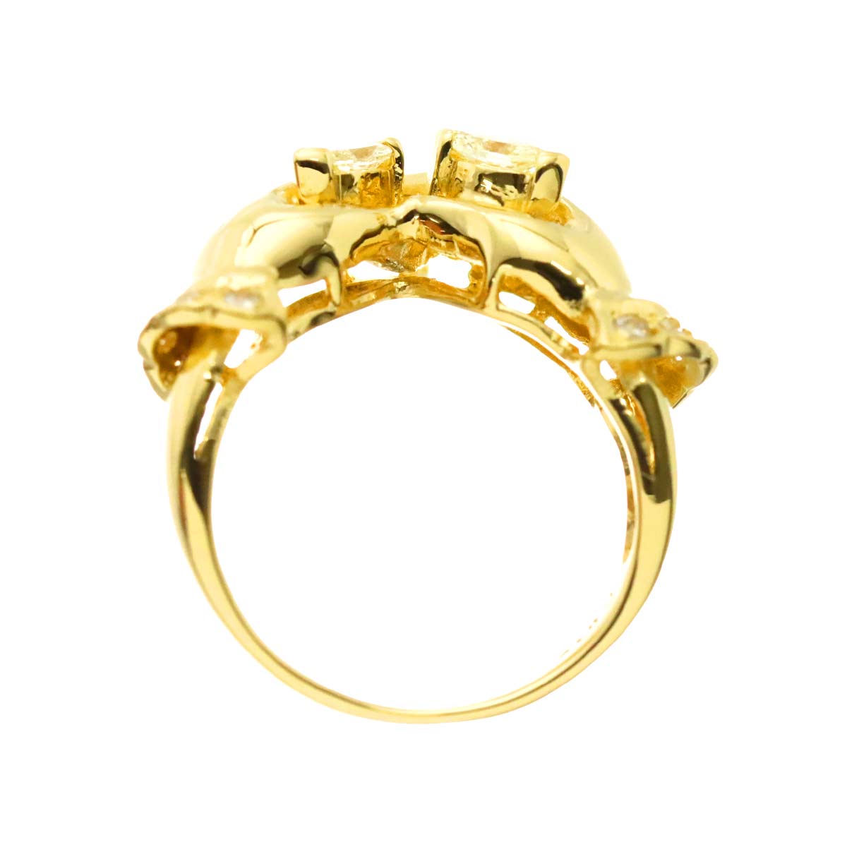 Diamond 0.21ct/0.12ct Ring 18K YG Yellow Gold 750 Size4.5-4.75(US)