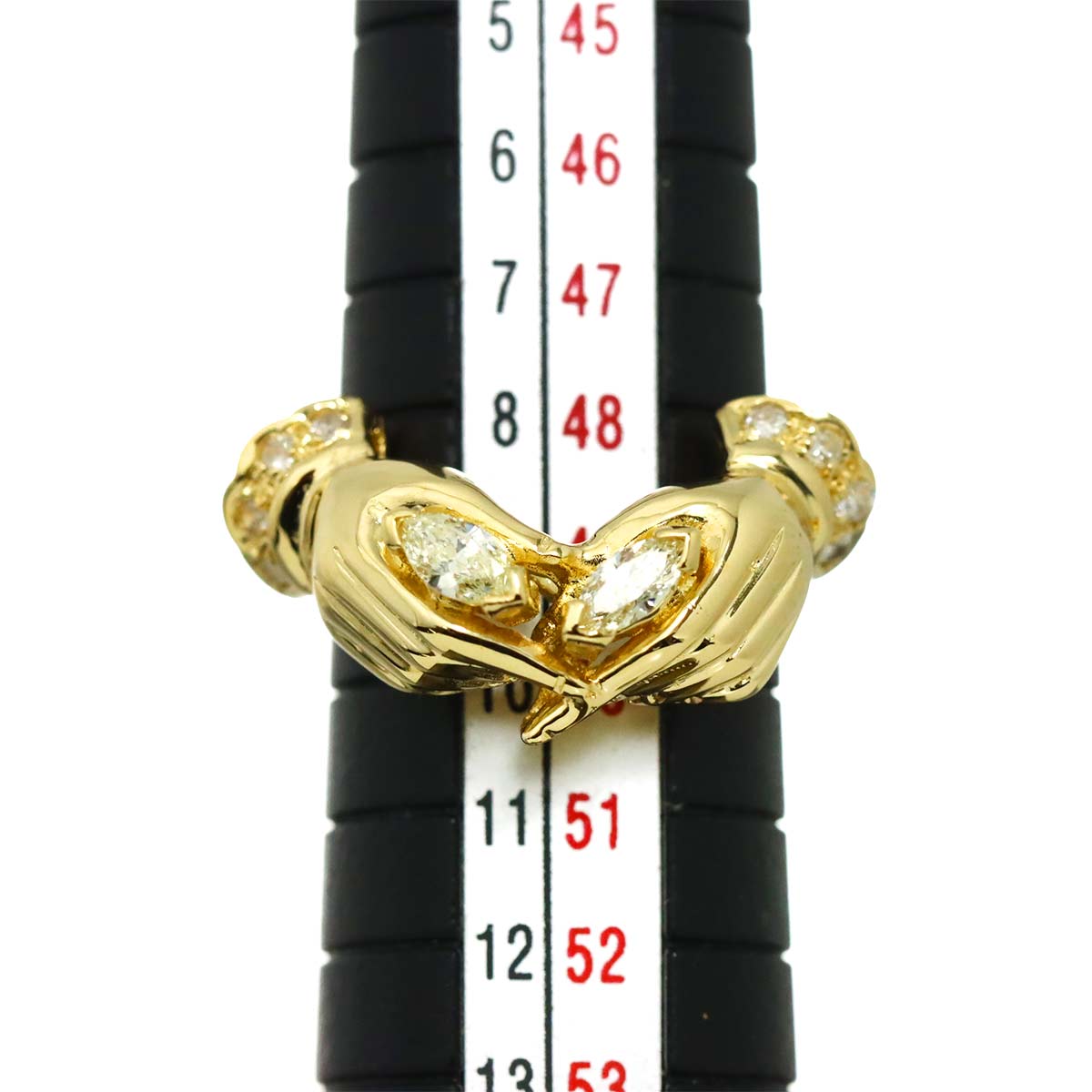 Diamond 0.21ct/0.12ct Ring 18K YG Yellow Gold 750 Size4.5-4.75(US)