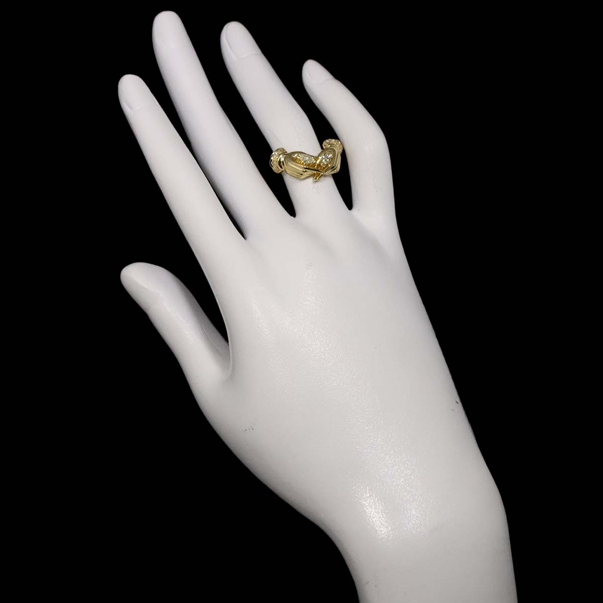 Diamond 0.21ct/0.12ct Ring 18K YG Yellow Gold 750 Size4.5-4.75(US)