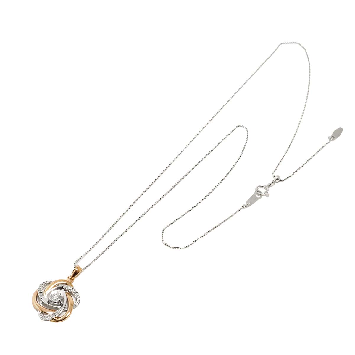 Diamond 0.23ct Necklace 18K K18 WG PG White Gold 750