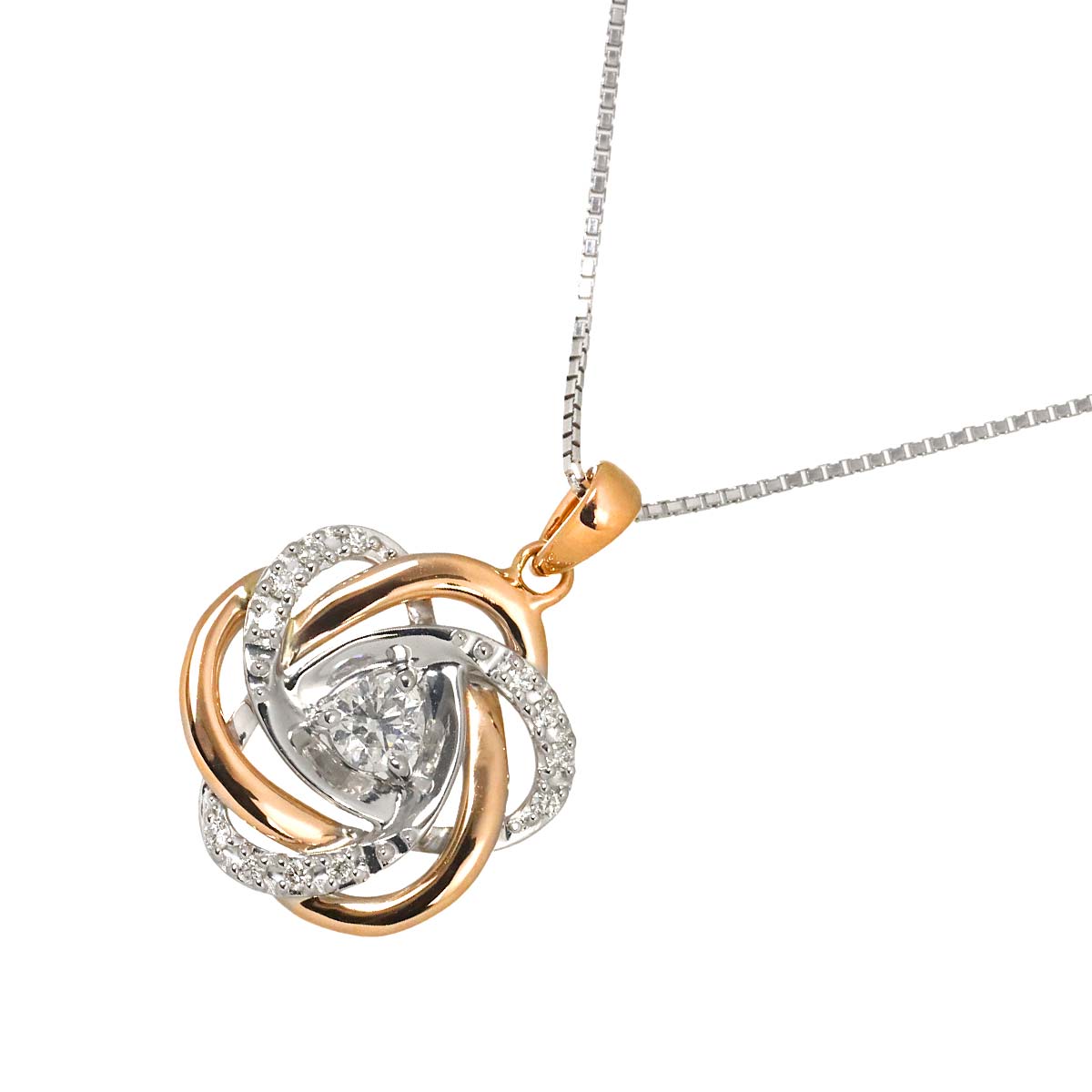 Diamond 0.23ct Necklace 18K K18 WG PG White Gold 750
