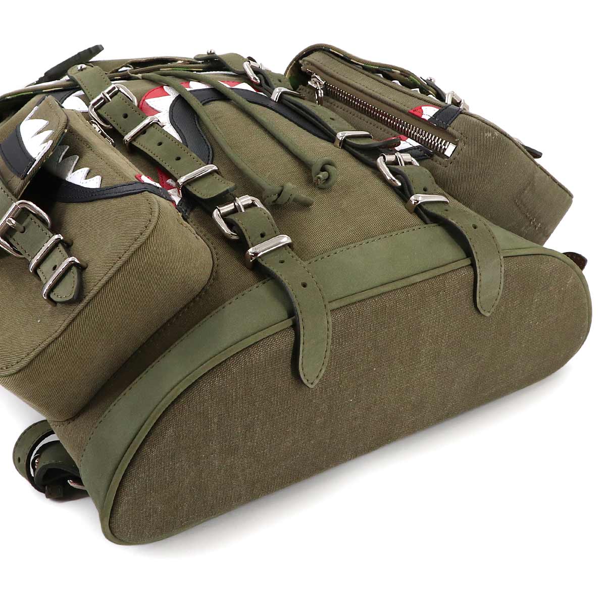 A BATHING APE Field Pack Backpack Cotton Khaki Shark