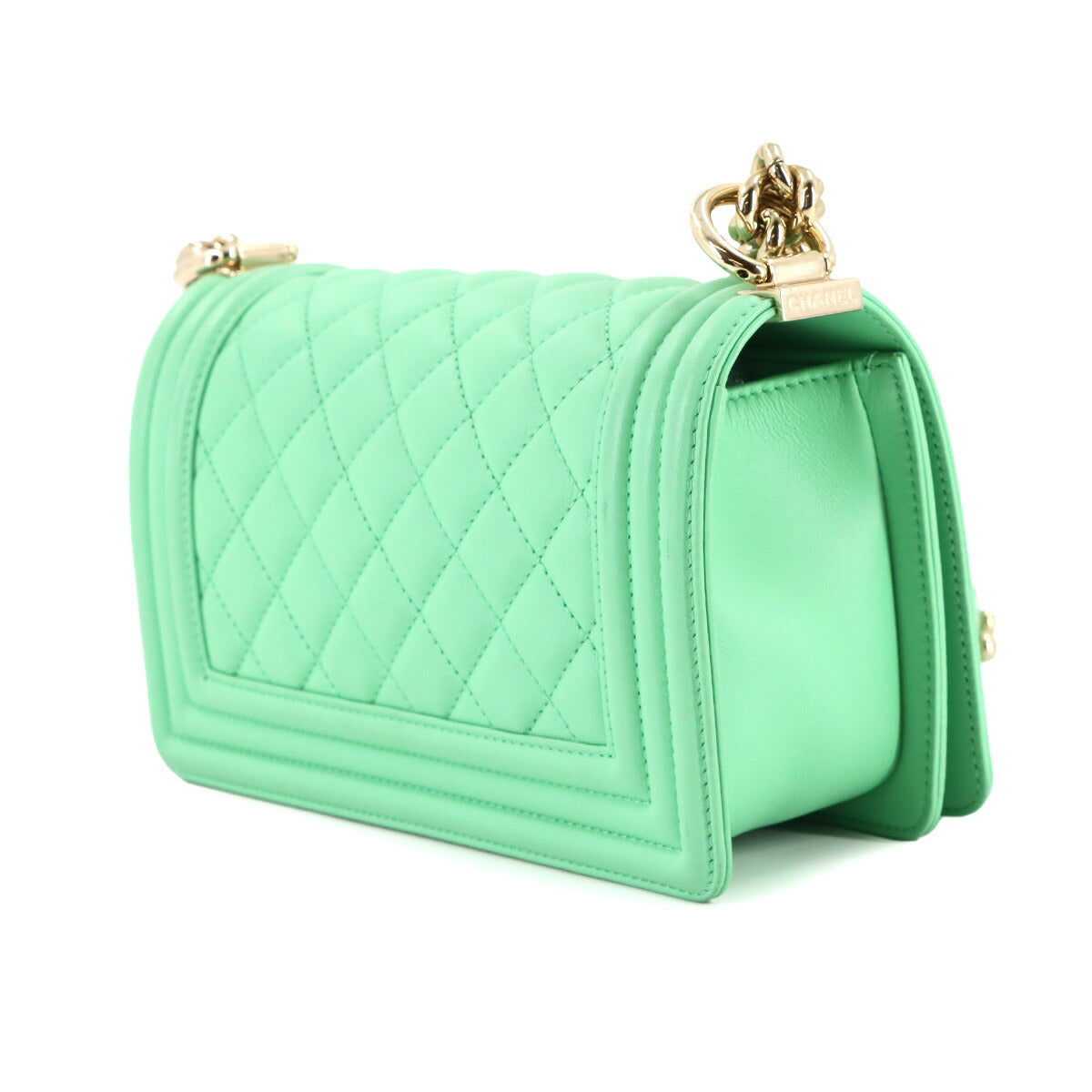 BOY CHANEL Small Chain Shoulder Bag Leather Light green A67085