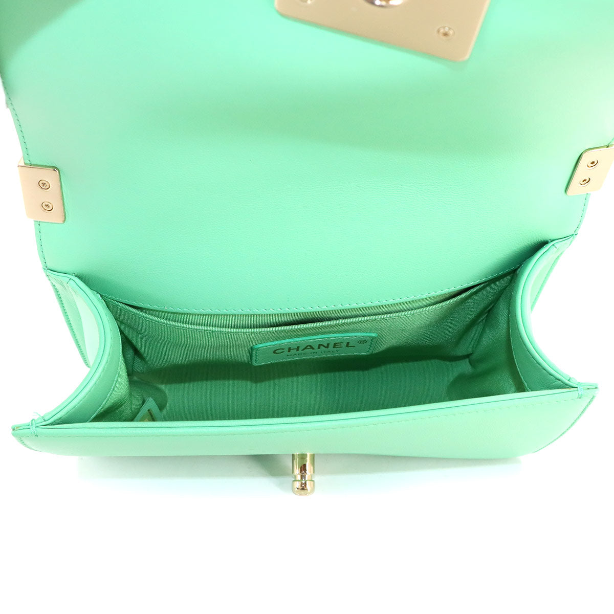 BOY CHANEL Small Chain Shoulder Bag Leather Light green A67085