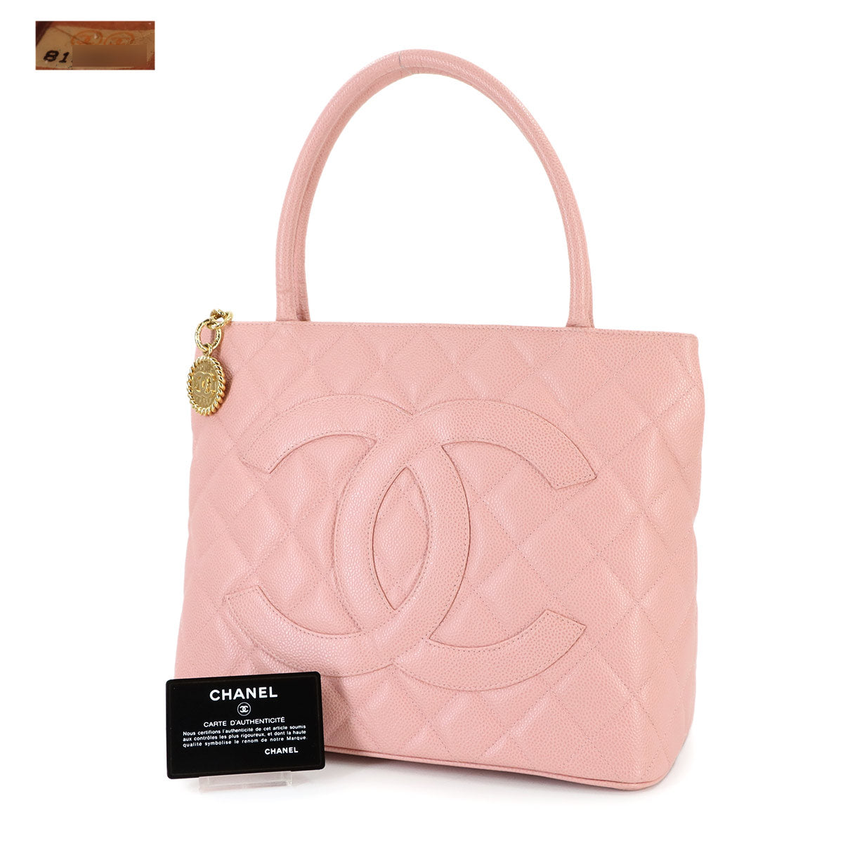 Medallion Tote Bag Leather Pink A01804 Coco Logos