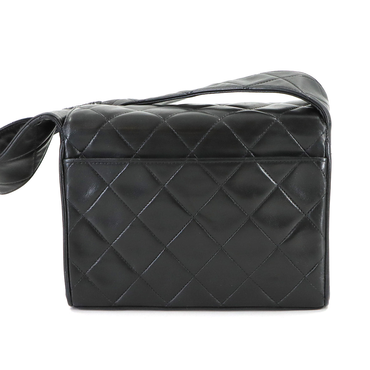 Matelasse Hand Bag Leather Black Vintage Purse