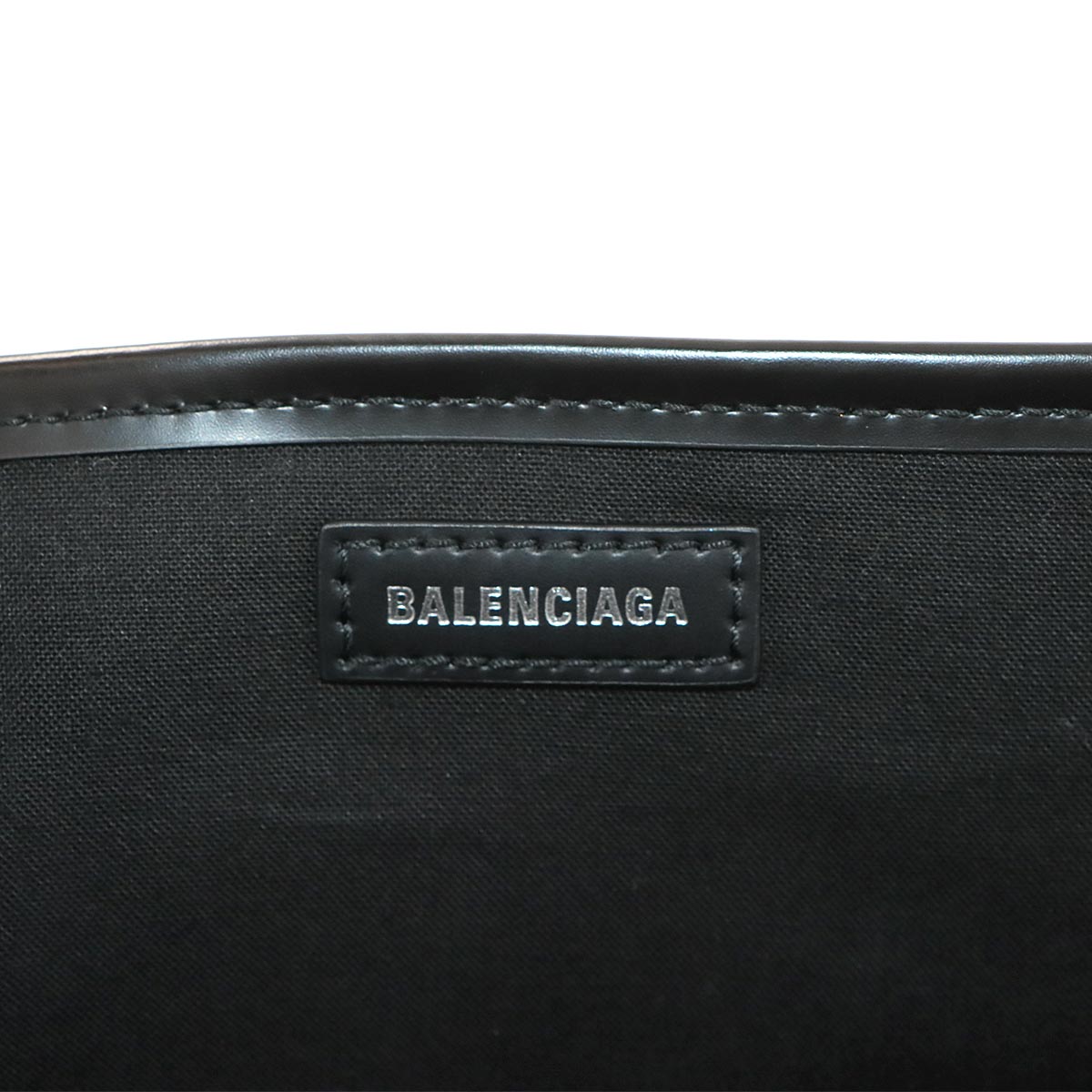 Navy Cabas Small Tote Bag Canvas Leather White Black 339933