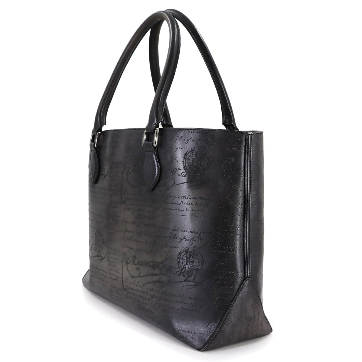 Calligraphy Toujours Tote Bag Venezia Leather Gray Purse