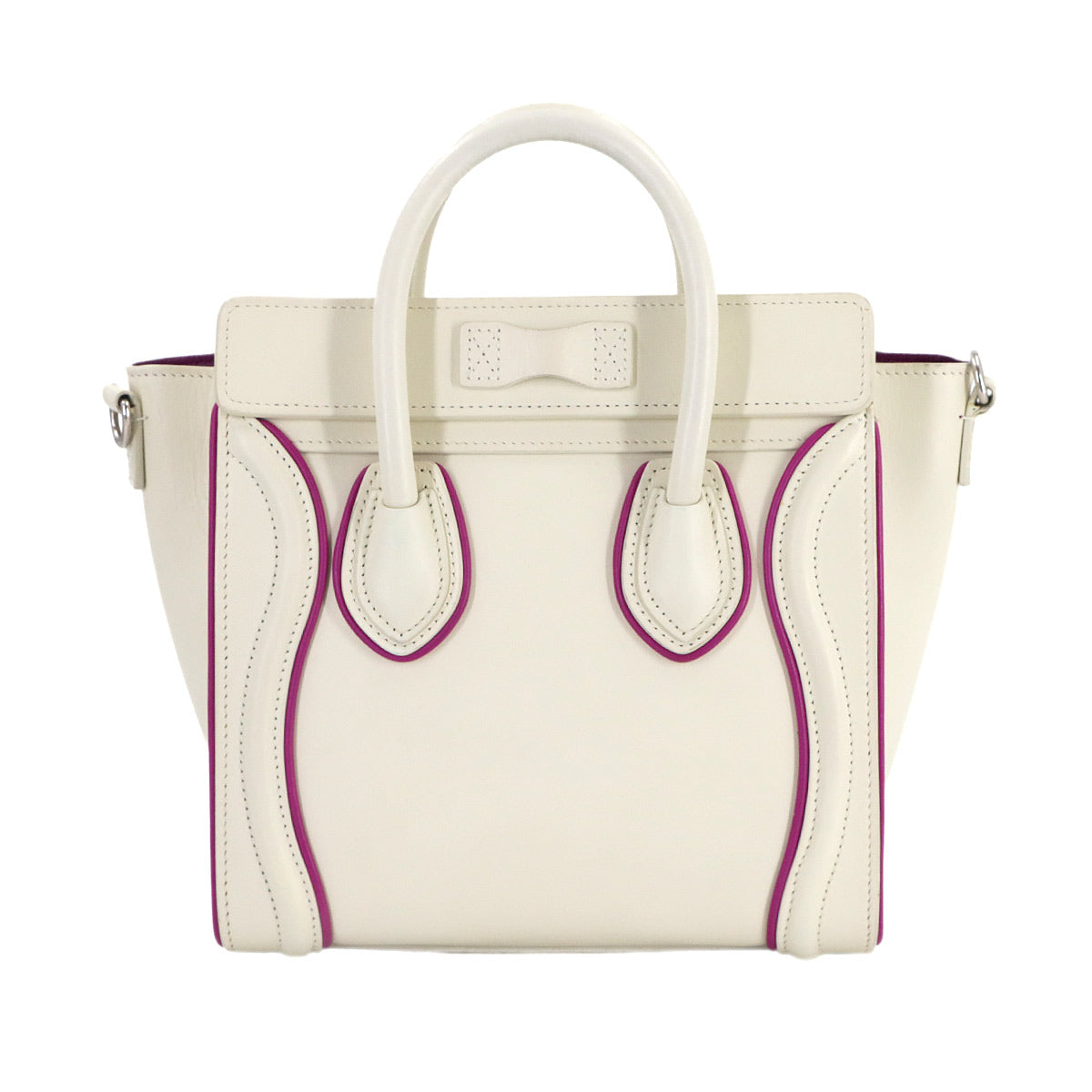 Luggage Nano Shopper Hand Shoulder Bag Leather White Pink