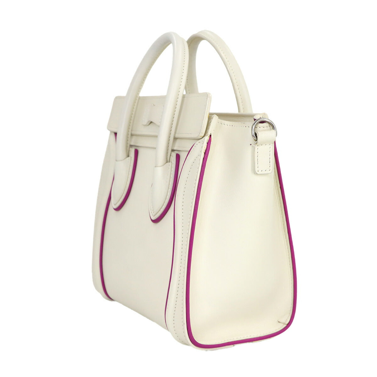 Luggage Nano Shopper Hand Shoulder Bag Leather White Pink