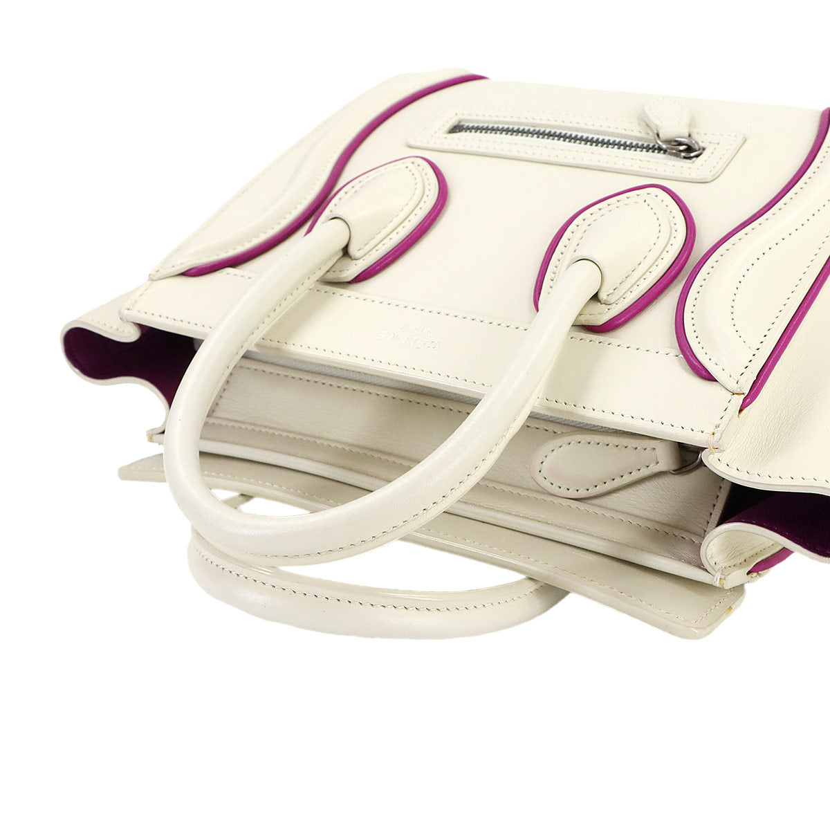 Luggage Nano Shopper Hand Shoulder Bag Leather White Pink