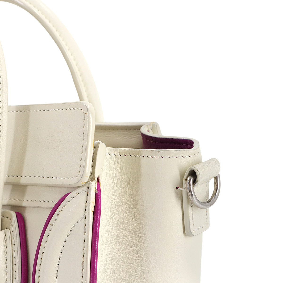 Luggage Nano Shopper Hand Shoulder Bag Leather White Pink