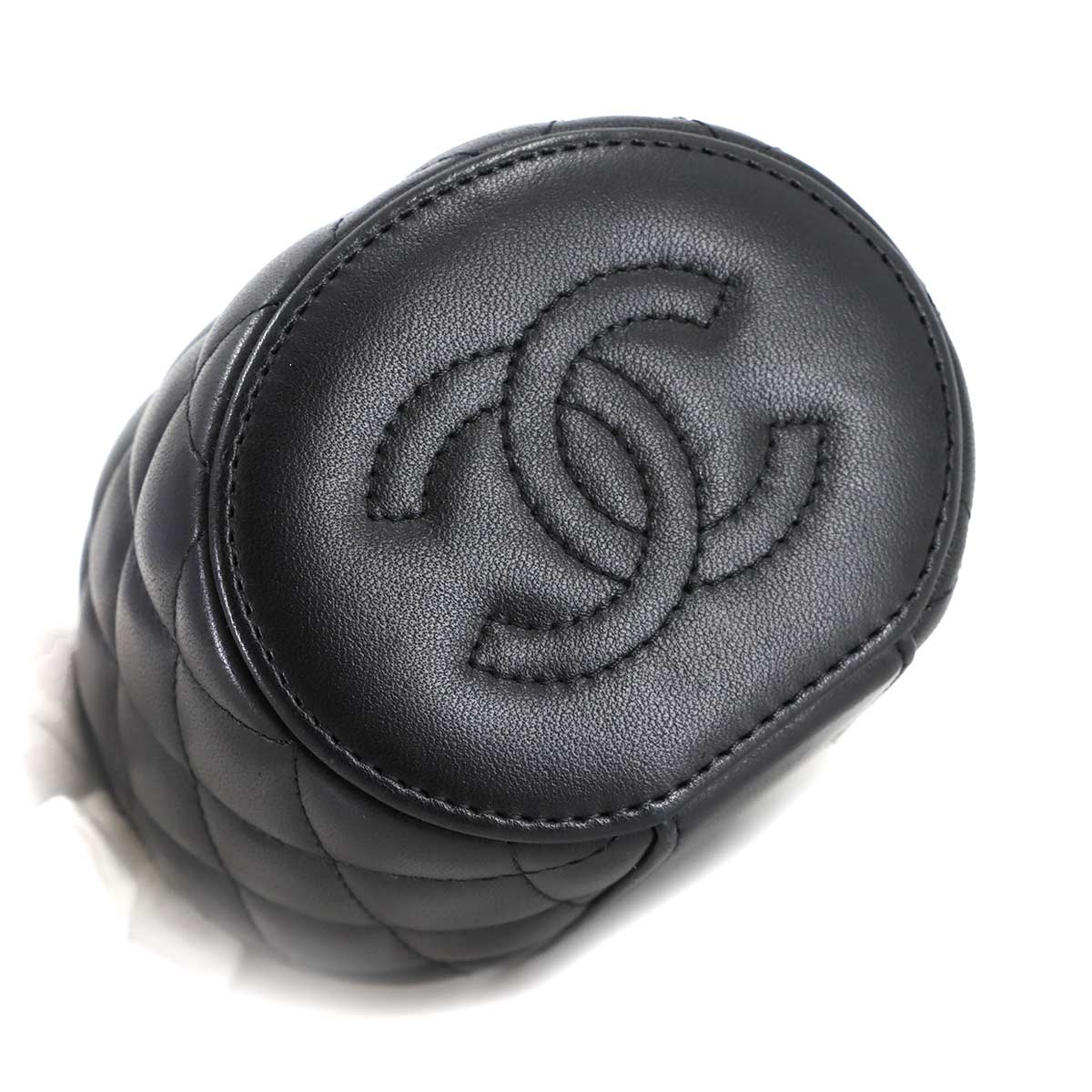 Matelasse Mini Vanity Chain Hand Shoulder Bag Leather Black