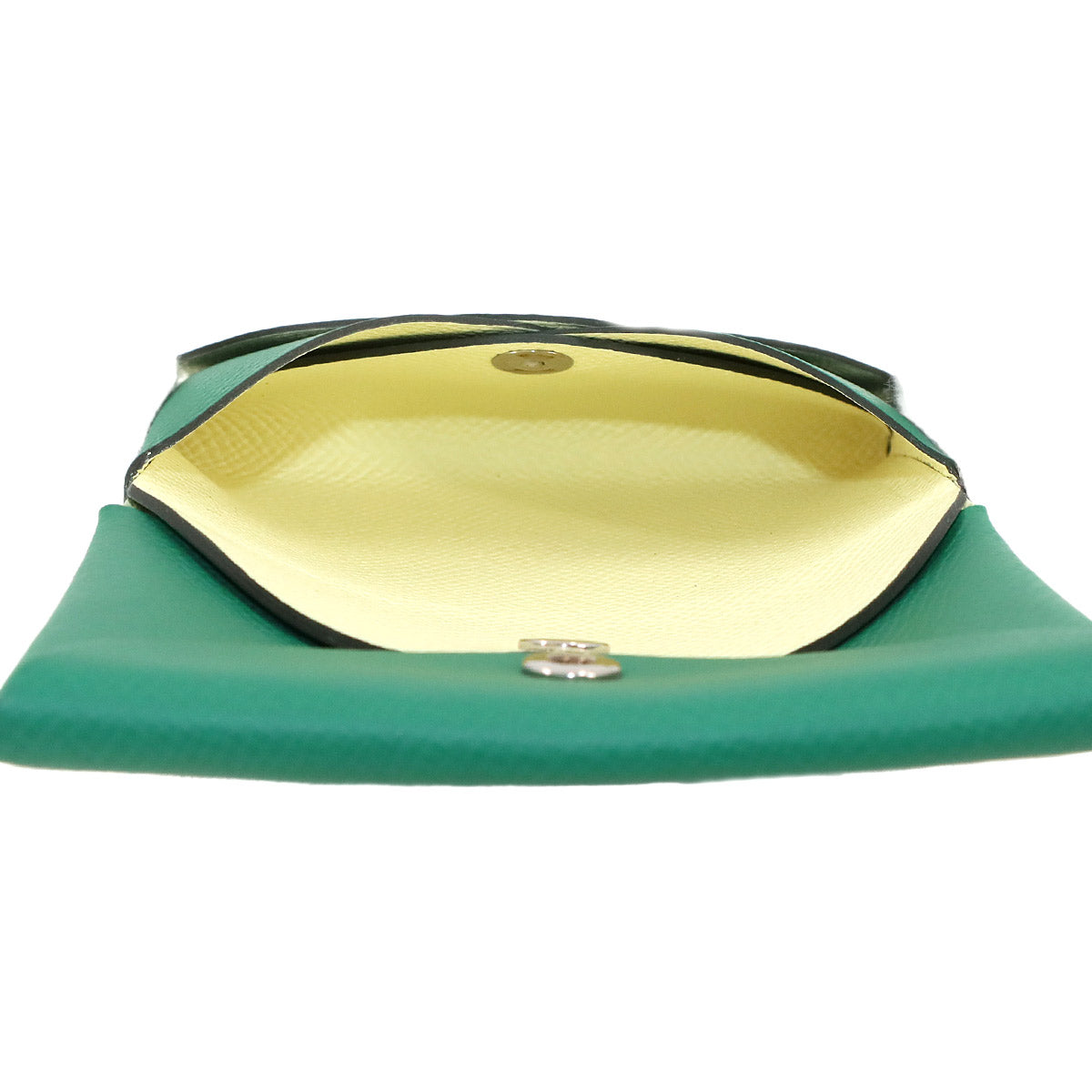 Calvi Duo Verso Card Case Epsom Vert Vertigo Jaune Milton