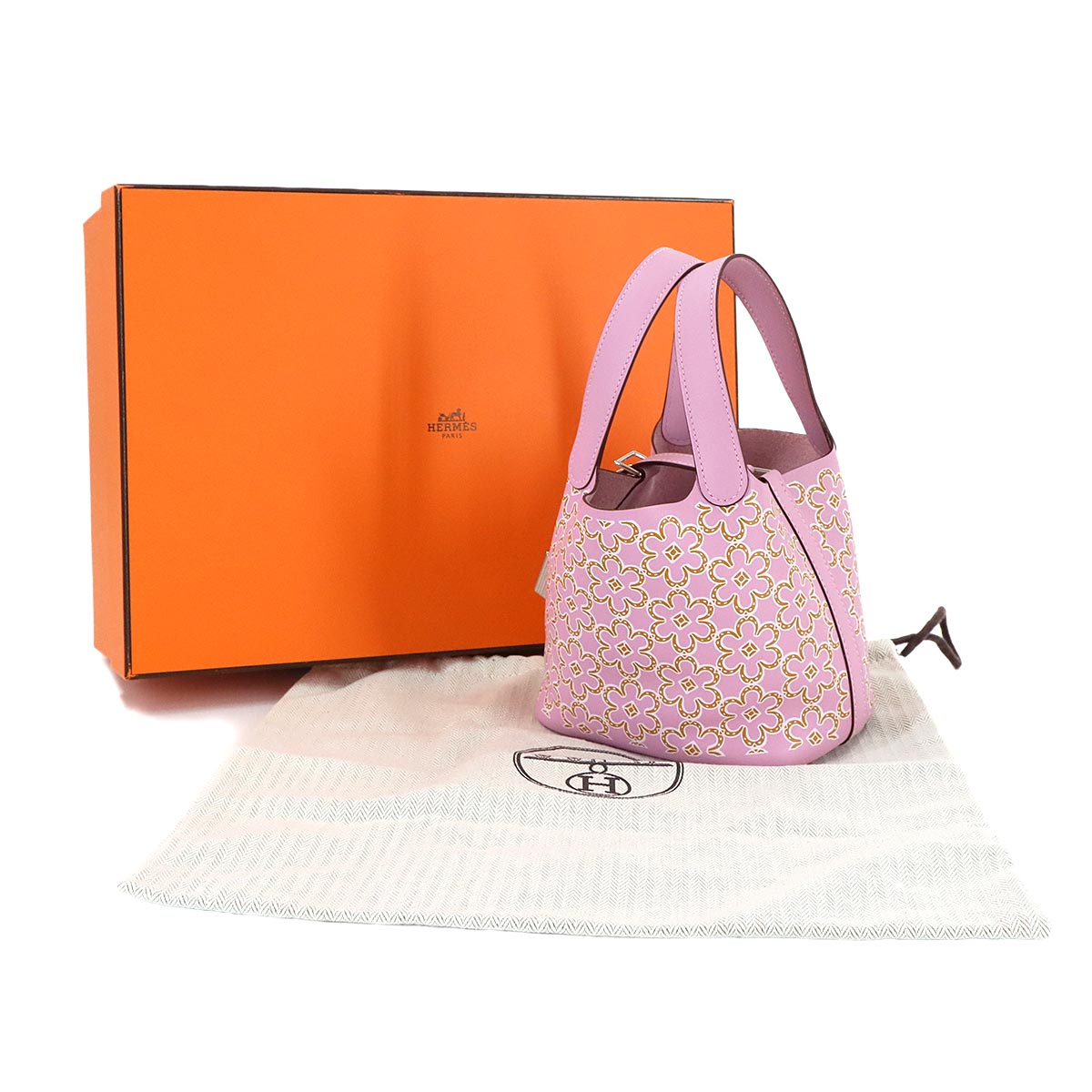 Picotin Lock Micro Lucky Daisy Hand Bag Swift Mauve sylvestre