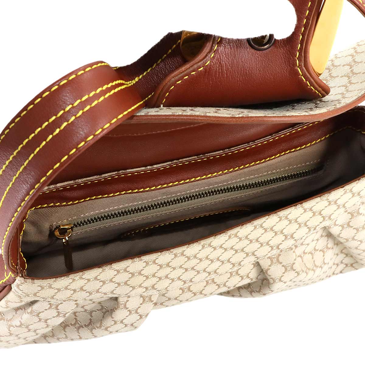 Macadam Hand Bag Canvas Leather Beige Brown Purse Vintage