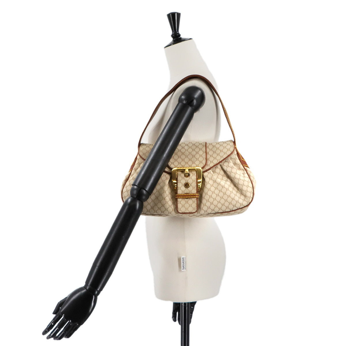 Macadam Hand Bag Canvas Leather Beige Brown Purse Vintage