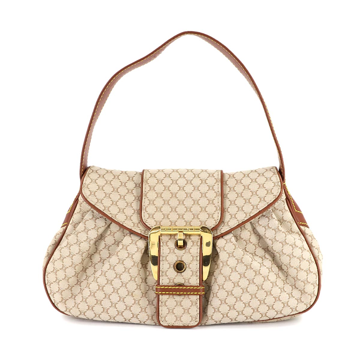 Macadam Hand Bag Canvas Leather Beige Brown Purse Vintage