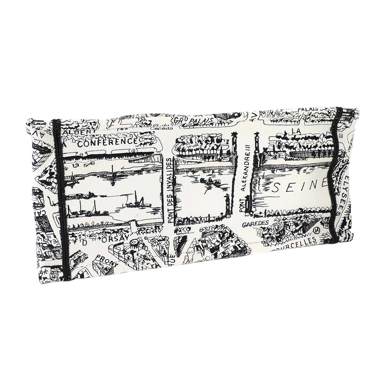 Christian Dior Plan de Paris Book Tote Bag Medium Canvas White Black