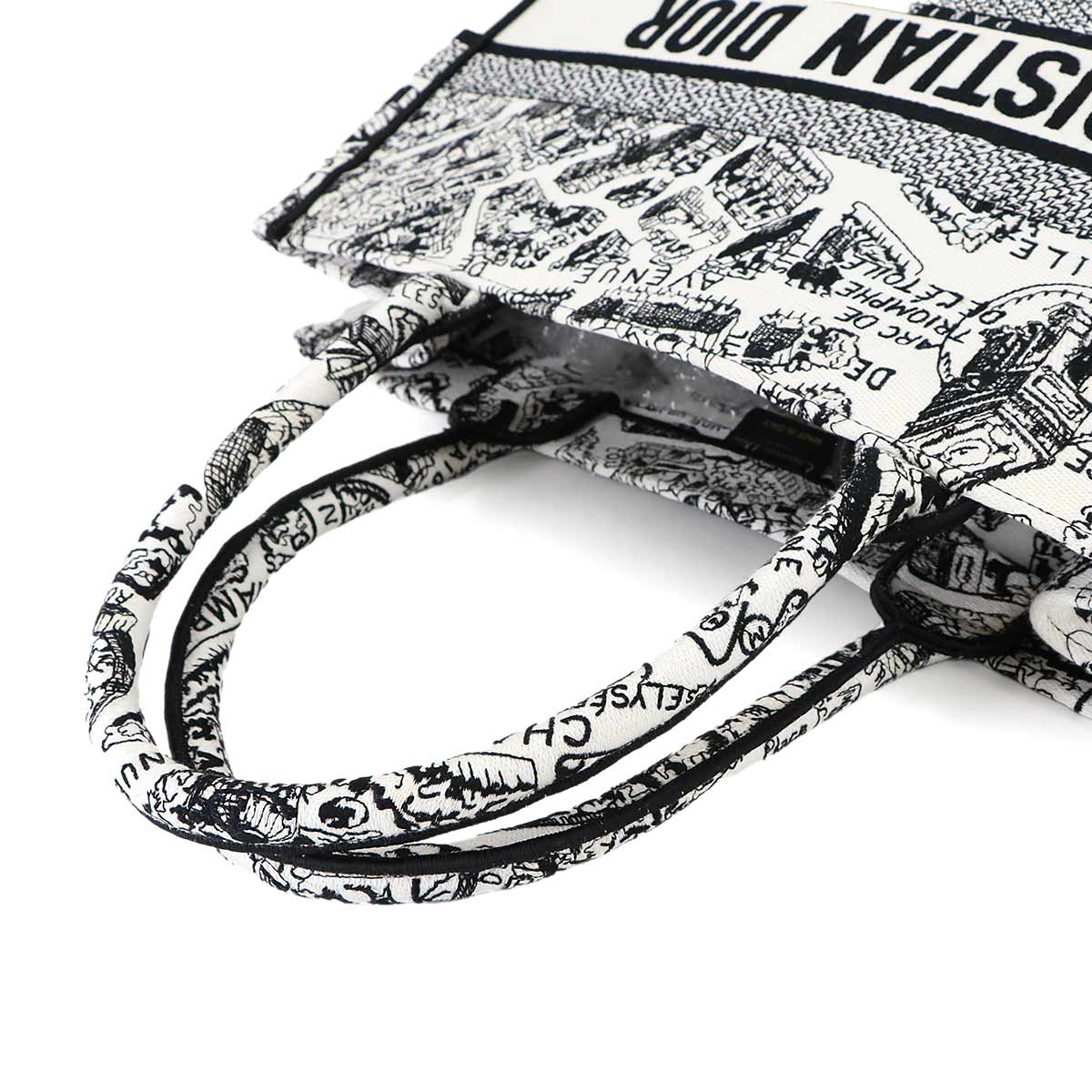 Christian Dior Plan de Paris Book Tote Bag Medium Canvas White Black