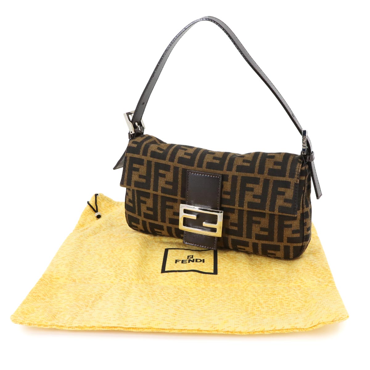 Zucca Mamma Baguette Shoulder Bag Canvas Leather Brown 26424