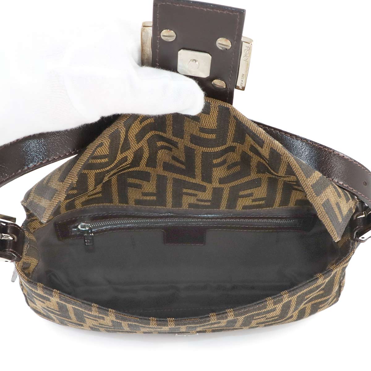 Zucca Mamma Baguette Shoulder Bag Canvas Leather Brown 26424