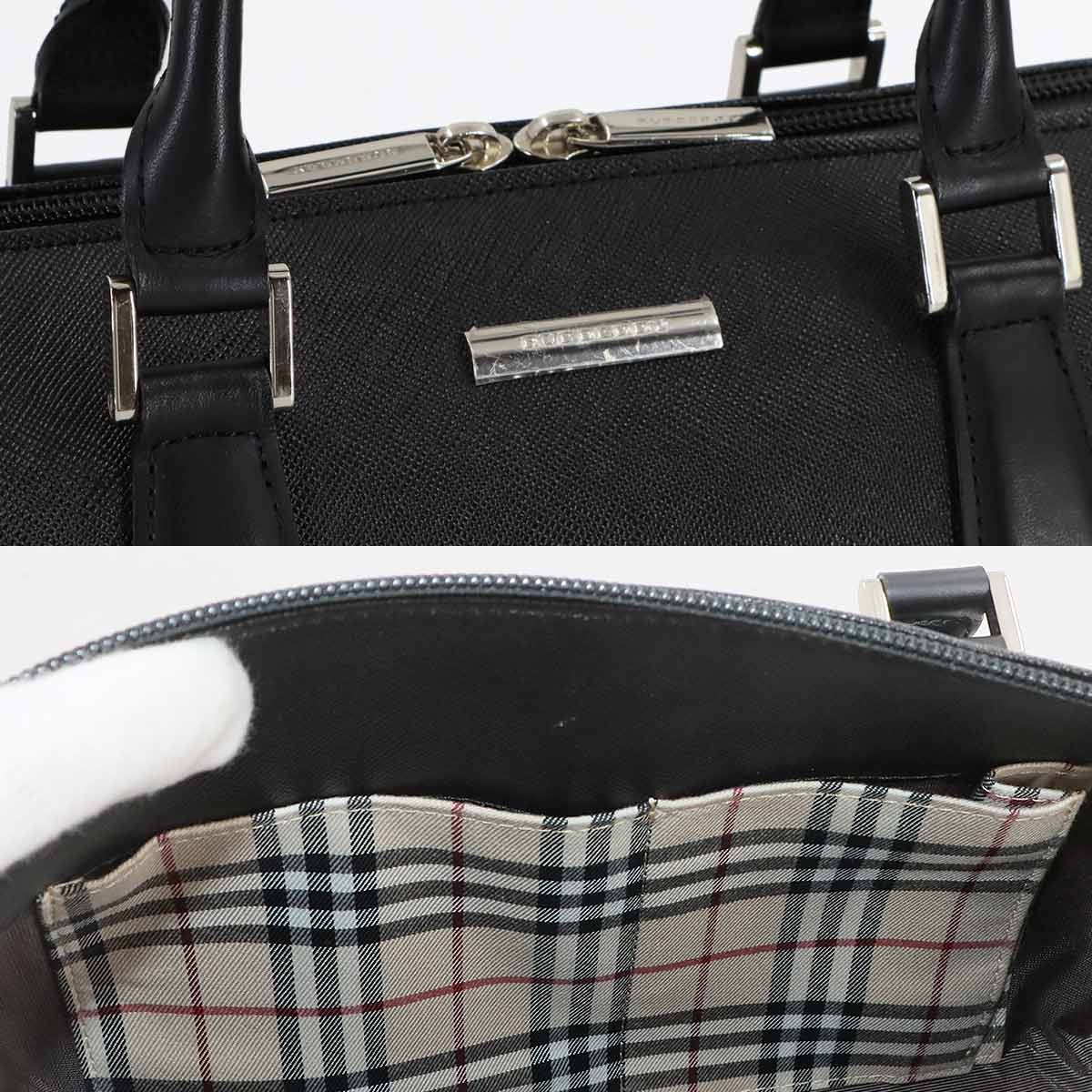 Hand Bag Leather Black Plaid Purse