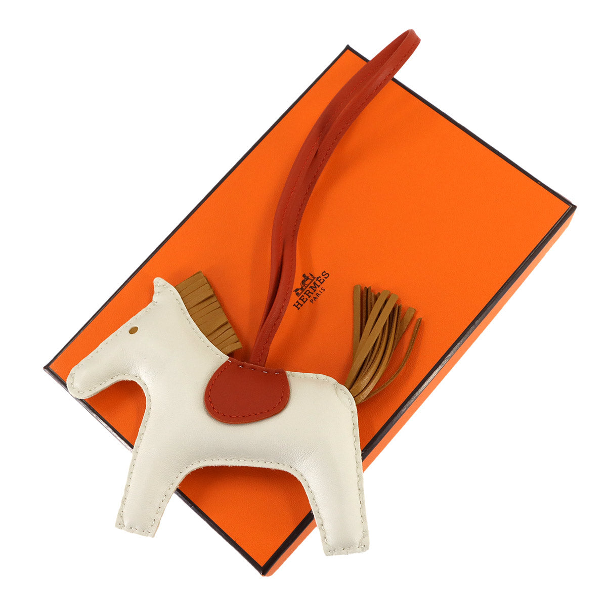 Rodeo MM Bag Charm Agneau Milo Craie Sesami Cornaline Y