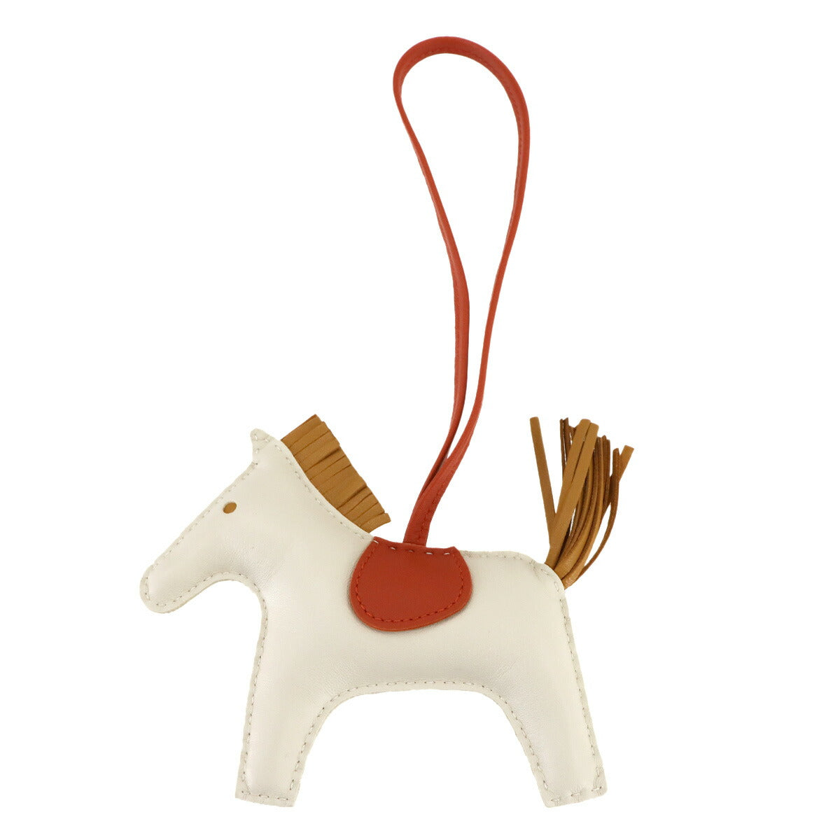 Rodeo MM Bag Charm Agneau Milo Craie Sesami Cornaline Y