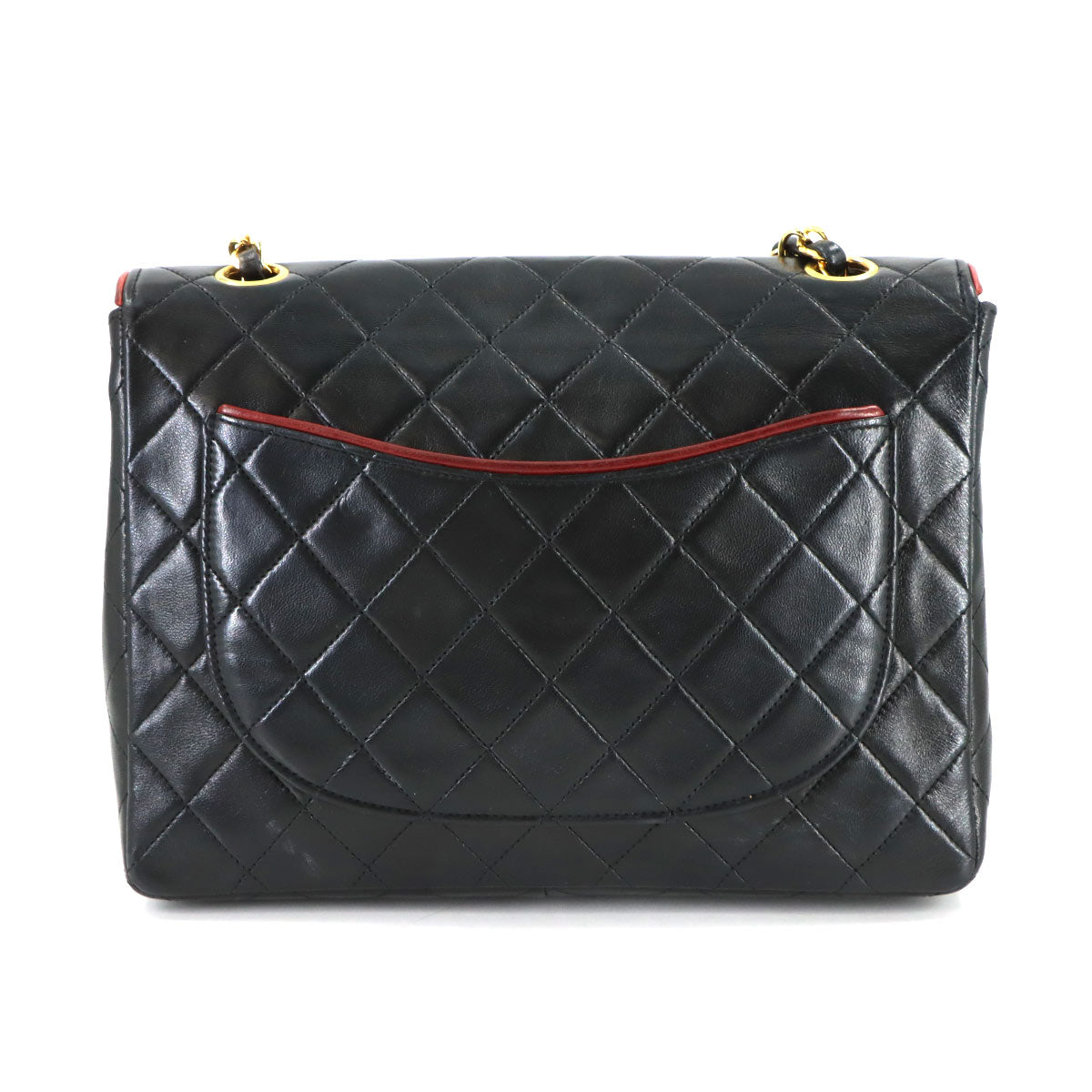 Matelasse Chain Shoulder Bag Leather Black Vintage