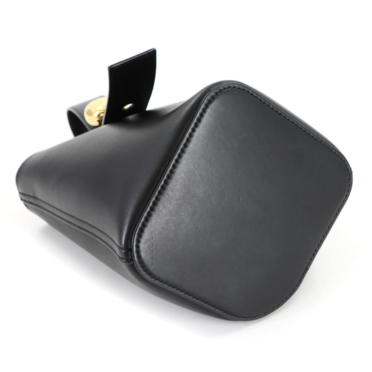 Pebble Bucket Bag Mini Hand Shoulder Bag Leather Black Purse