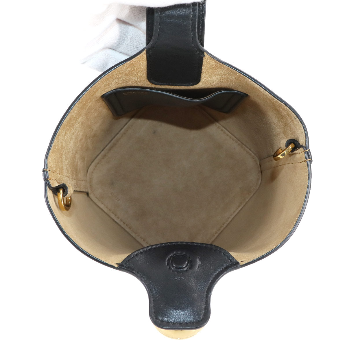 Pebble Bucket Bag Mini Hand Shoulder Bag Leather Black Purse