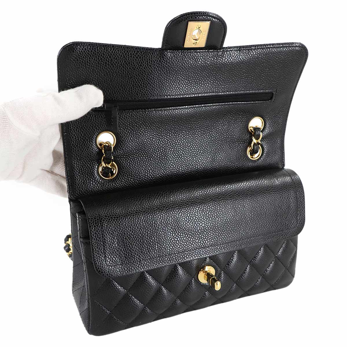 Matelasse 23 Chain Shoulder Bag Leather Black A01113