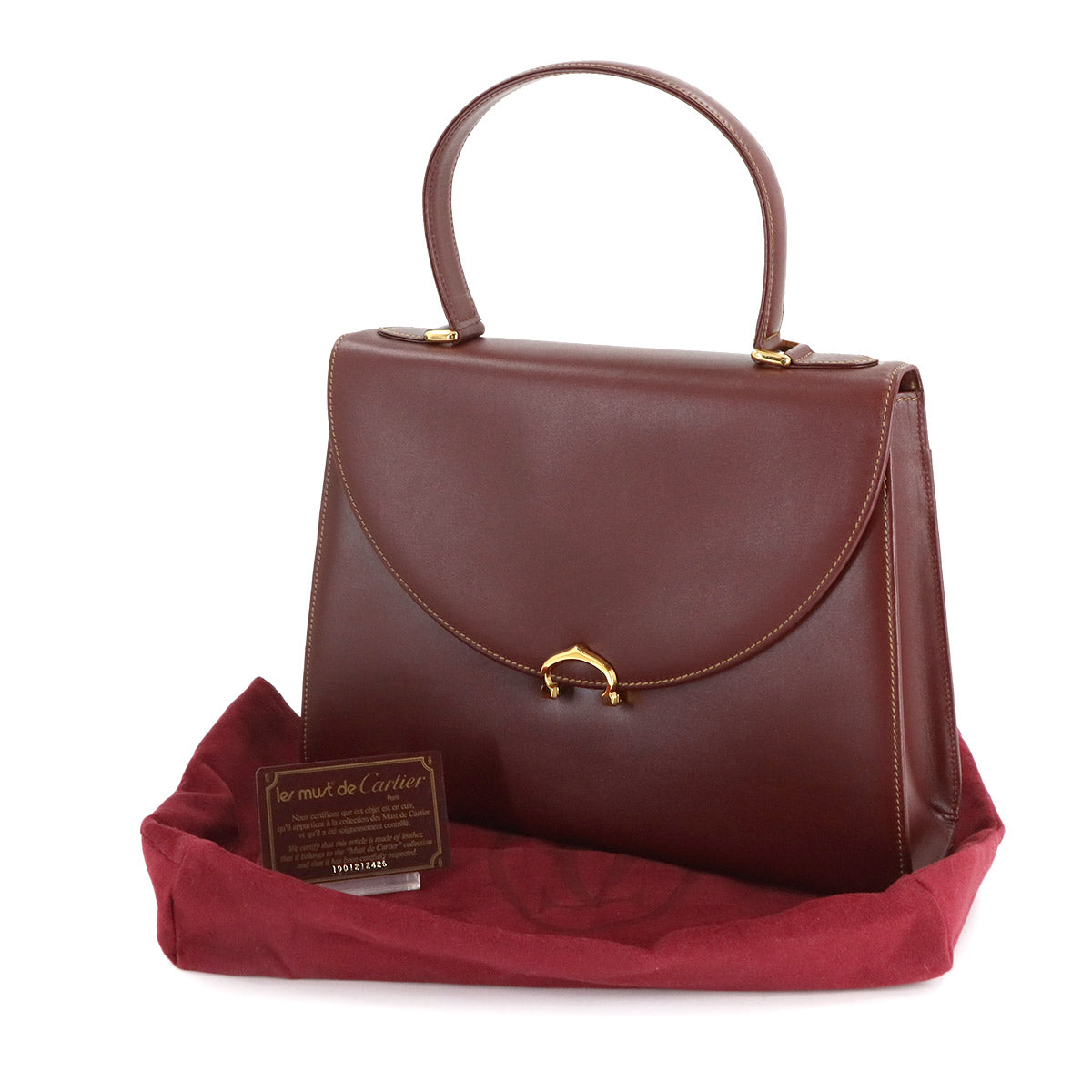 Must Line Hand Bag Leather Bordeaux Purse