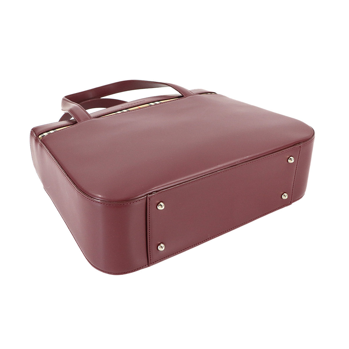 Plaid Hand Bag Leather Canvas Bordeaux Haymarket