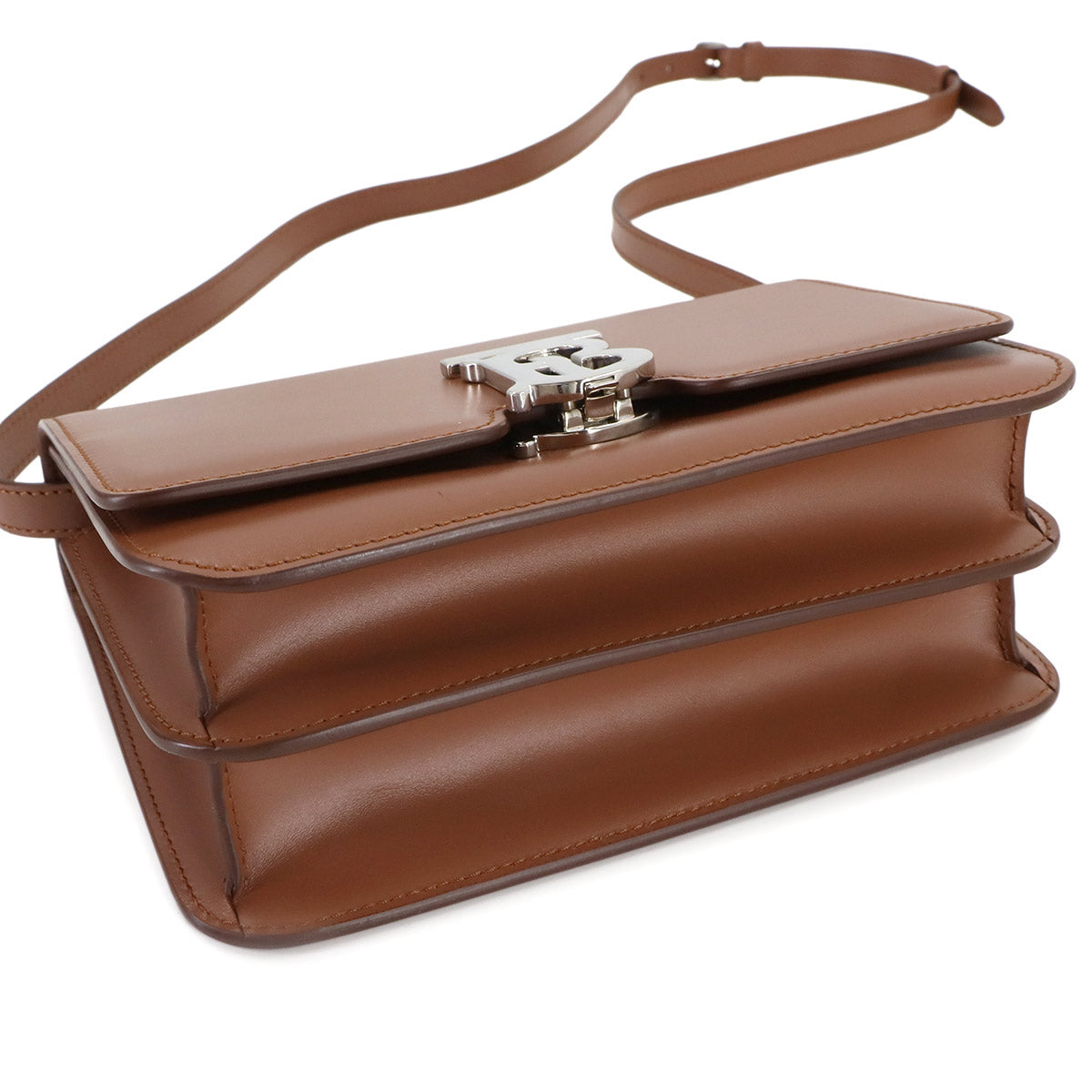 Small TB Shoulder Bag Leather Brown Purse