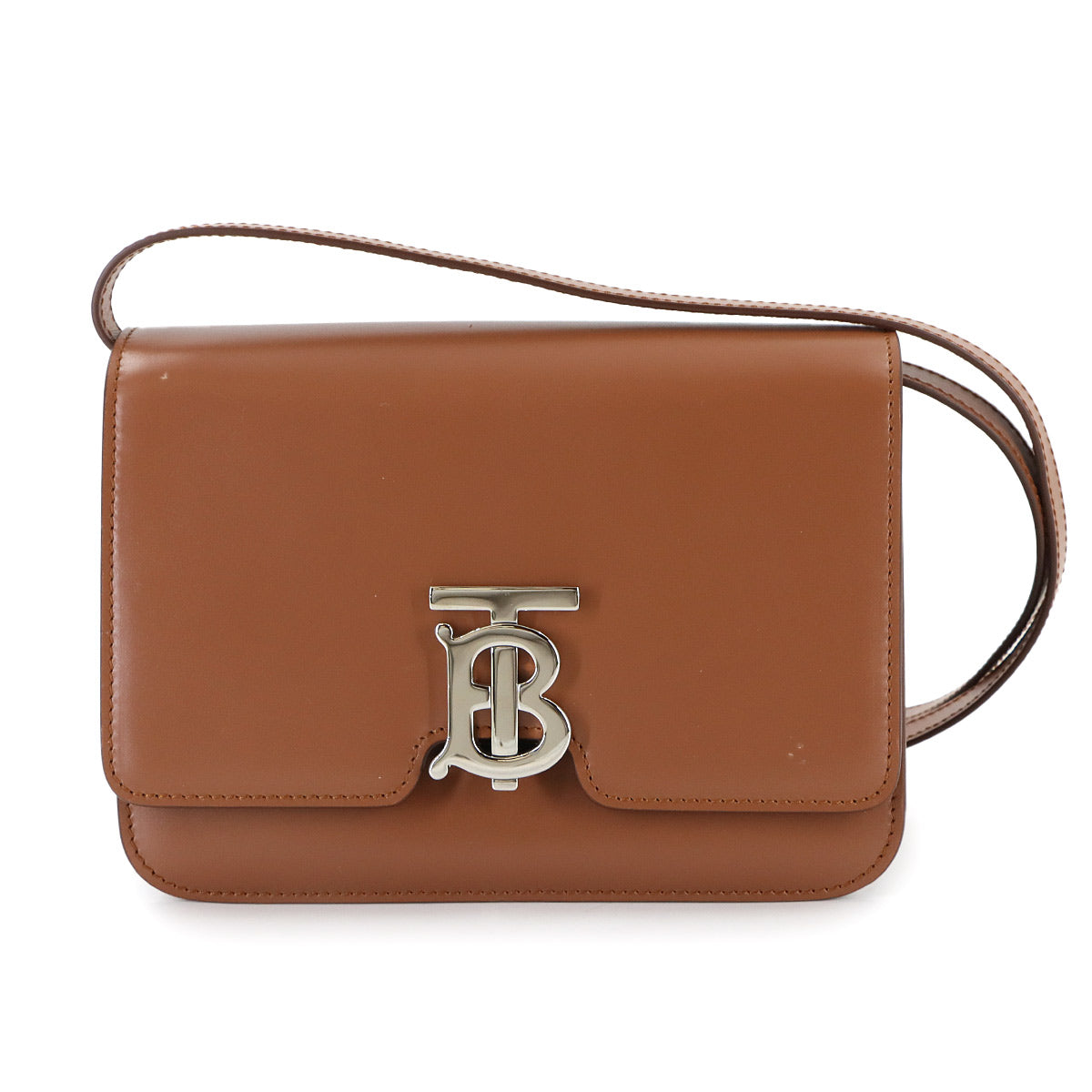 Small TB Shoulder Bag Leather Brown Purse