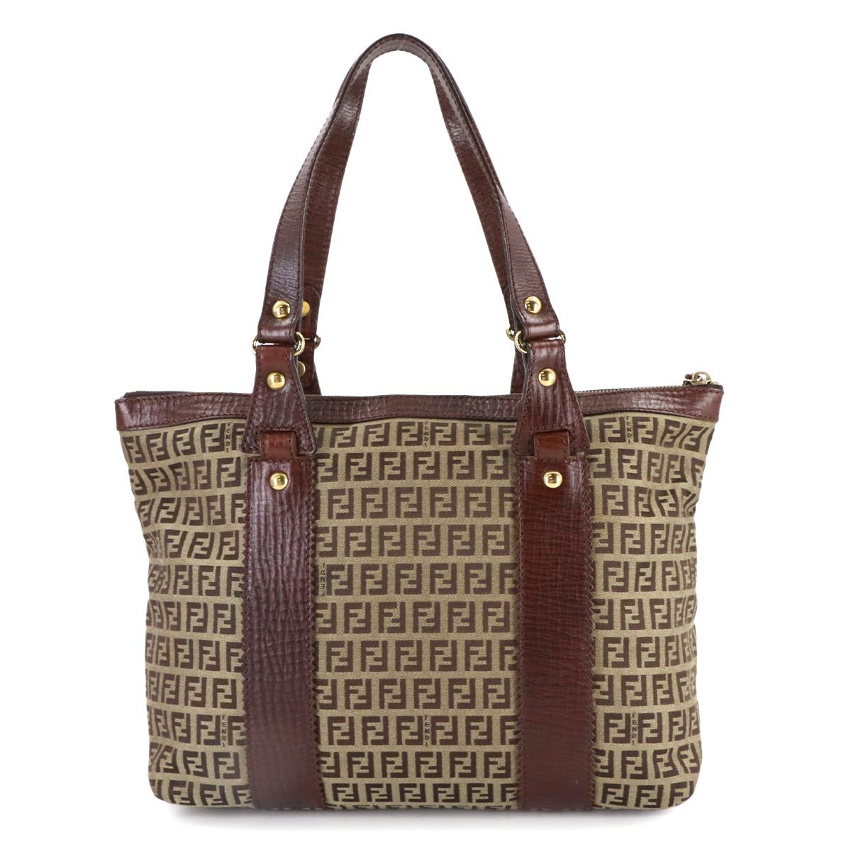 Zucchino Tote Bag Canvas Leather Beige Brown 8BH179 FF Purse