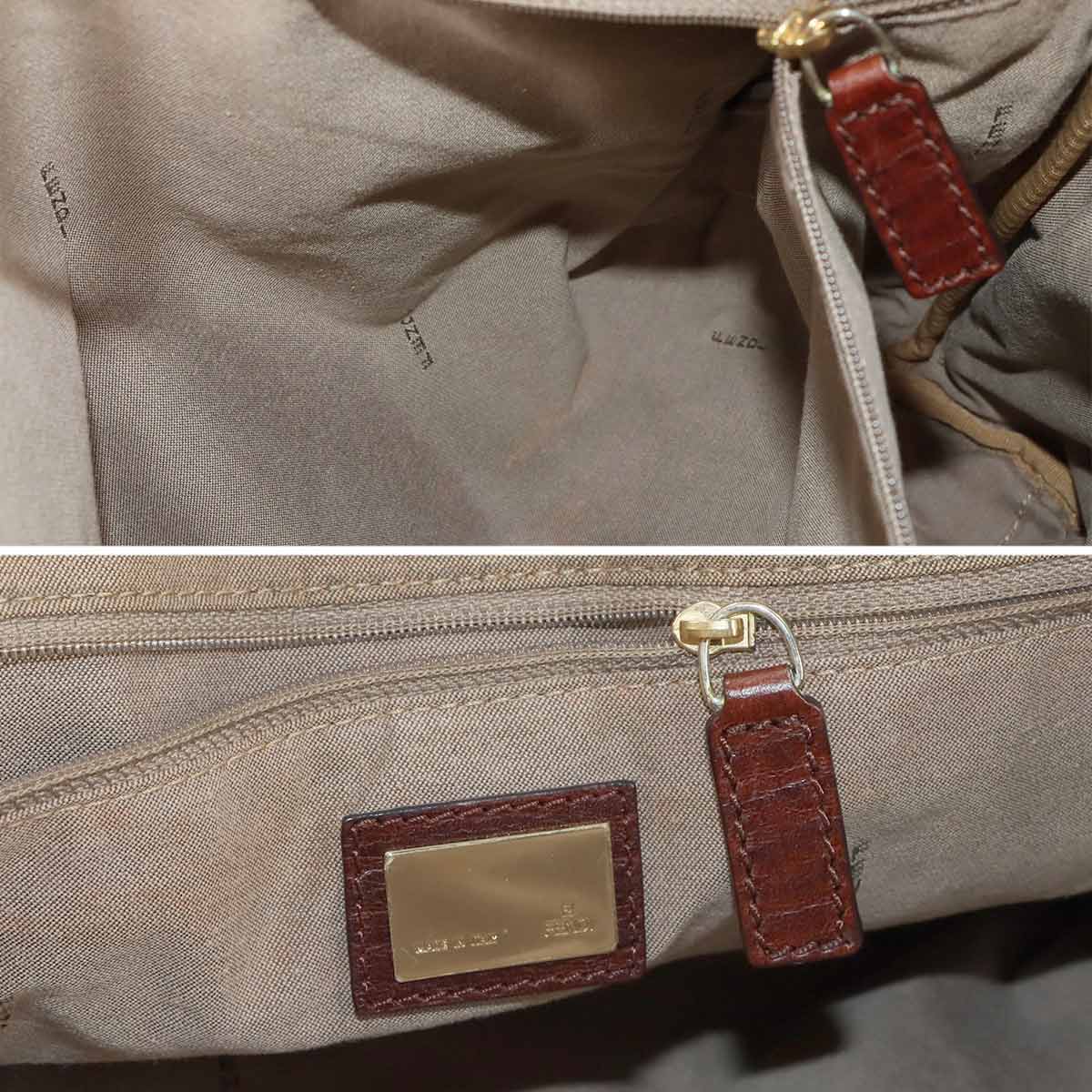 Zucchino Tote Bag Canvas Leather Beige Brown 8BH179 FF Purse