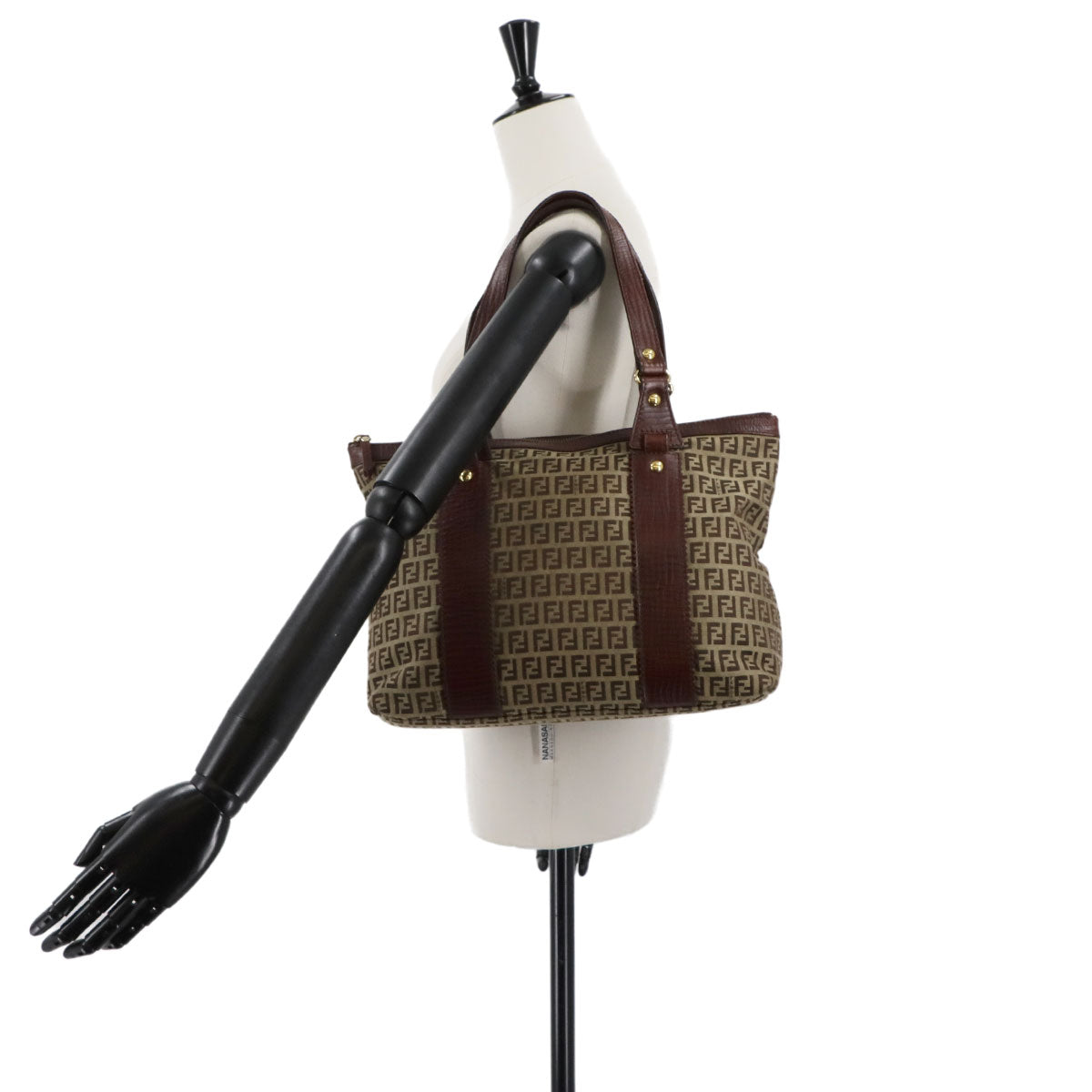 Zucchino Tote Bag Canvas Leather Beige Brown 8BH179 FF Purse