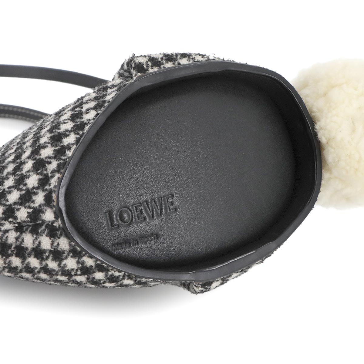 Bunny Mini Shoulder Bag Wool Leather Black White Houndstooth