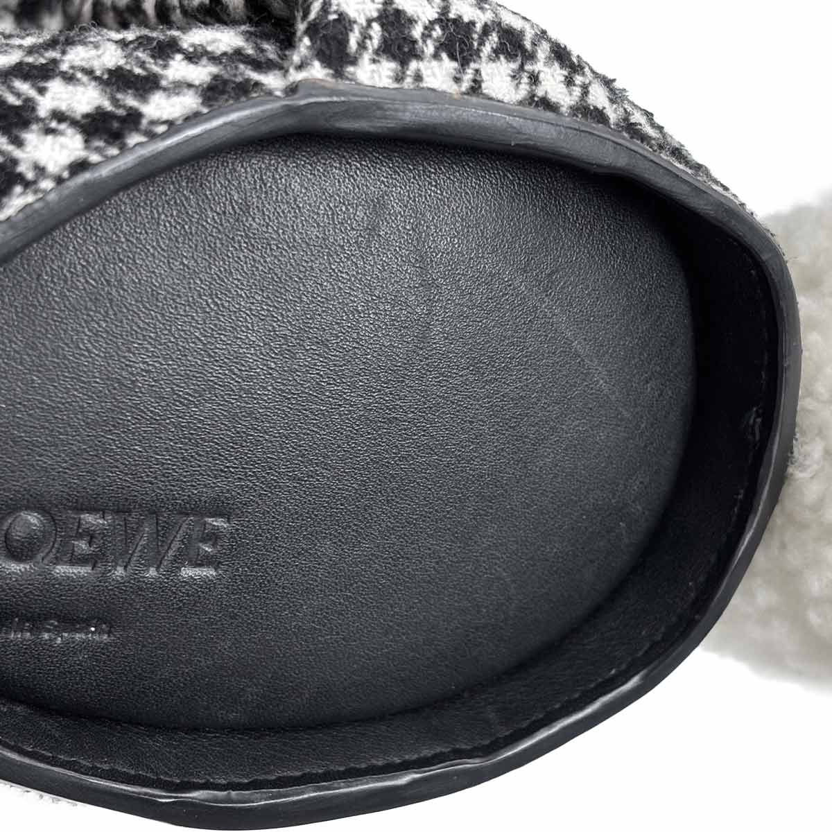 Bunny Mini Shoulder Bag Wool Leather Black White Houndstooth