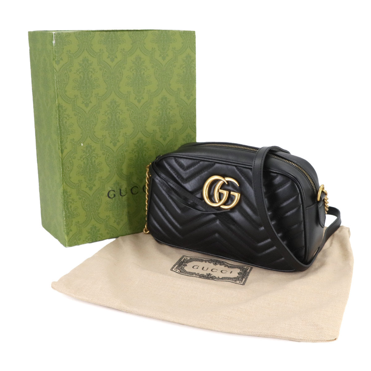 GG Marmont Chain Shoulder Bag Leather Black 447632 Purse