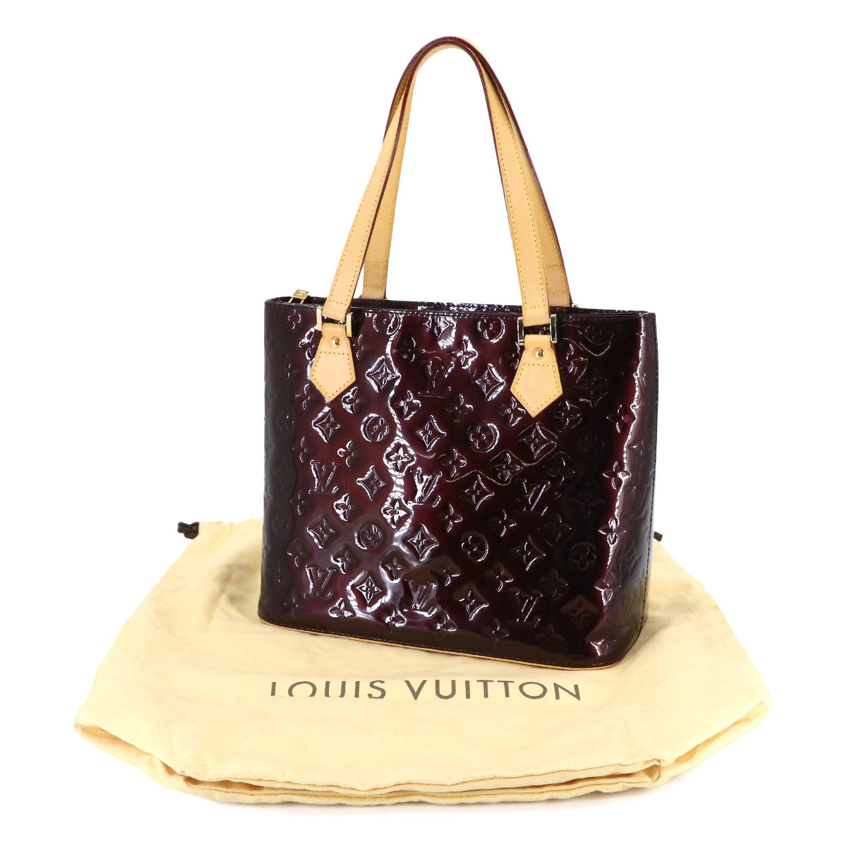 Monogram Vernis Houston Tote Bag Enamel Amarante