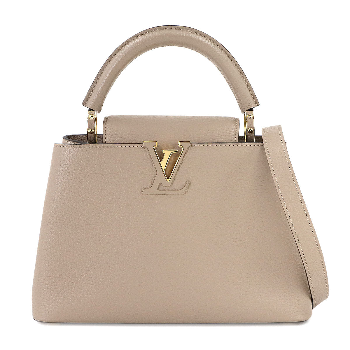 Capucines BB Hand Shoulder Bag Taurillon Leather Galet