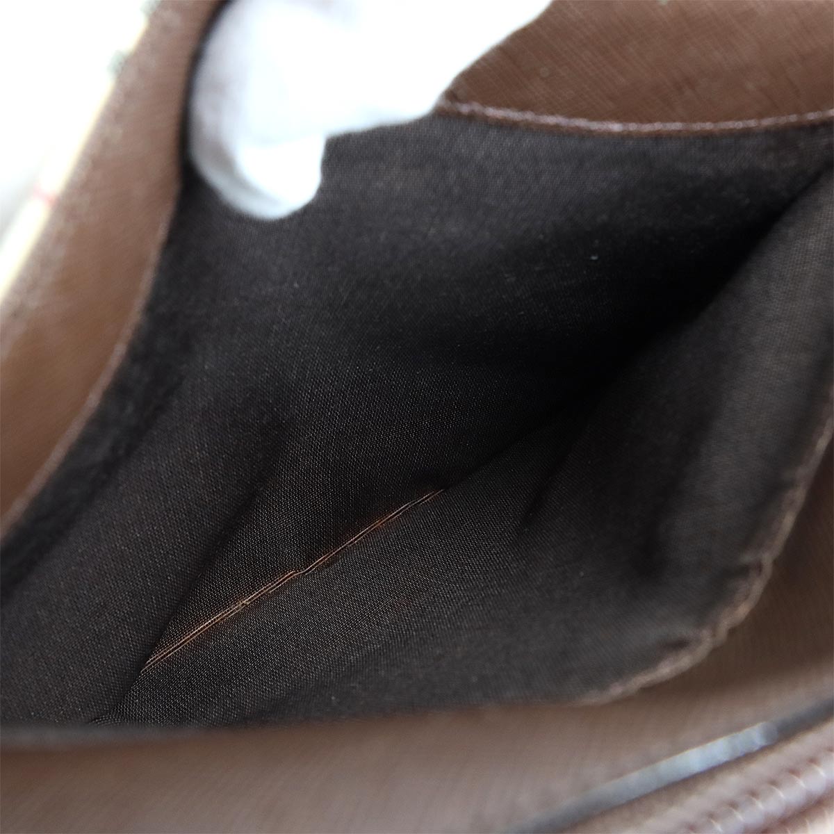 Plaid Hand Bag Canvas Leather Beige Brown Purse