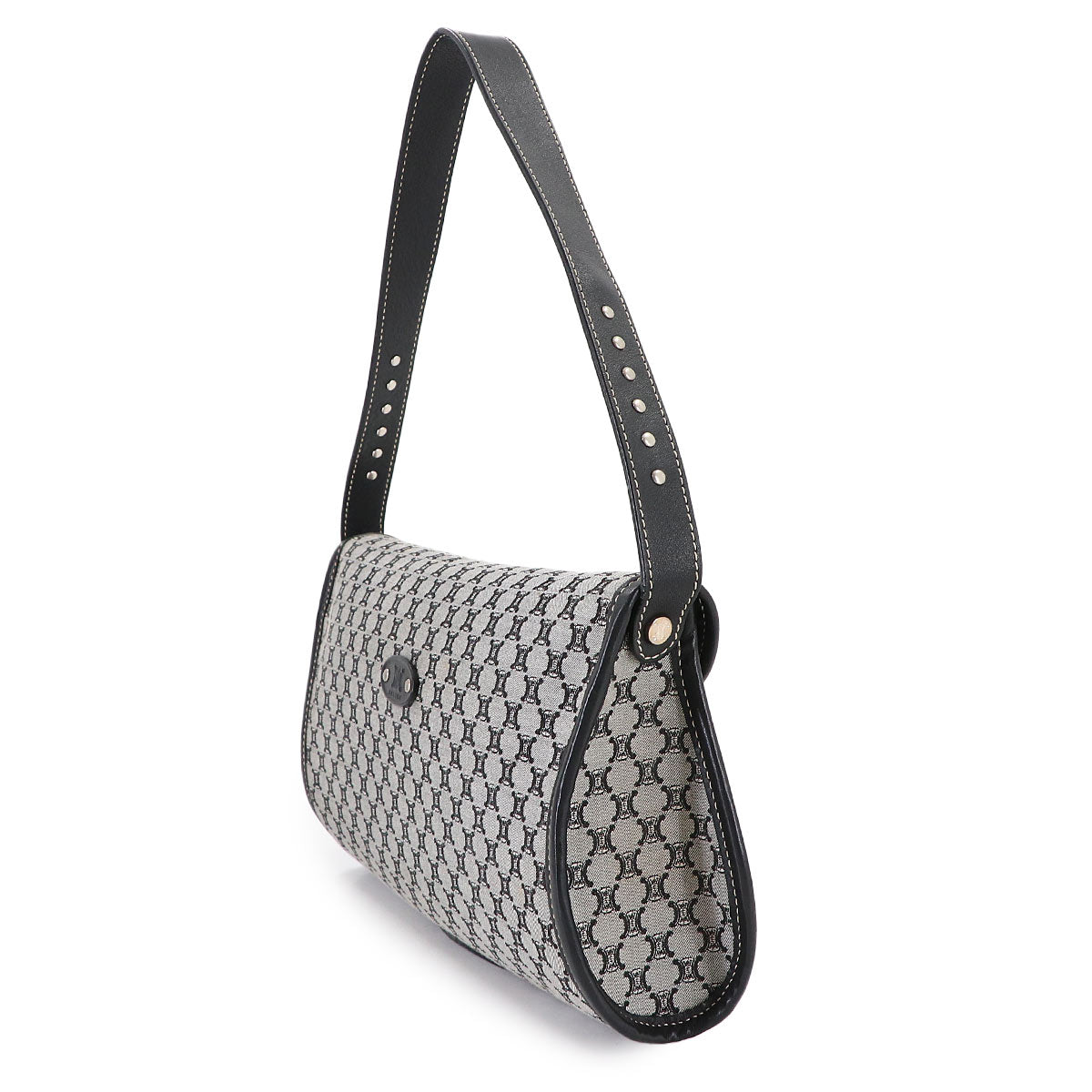 Macadam Shoulder Bag Canvas Leather Gray Black Vintage