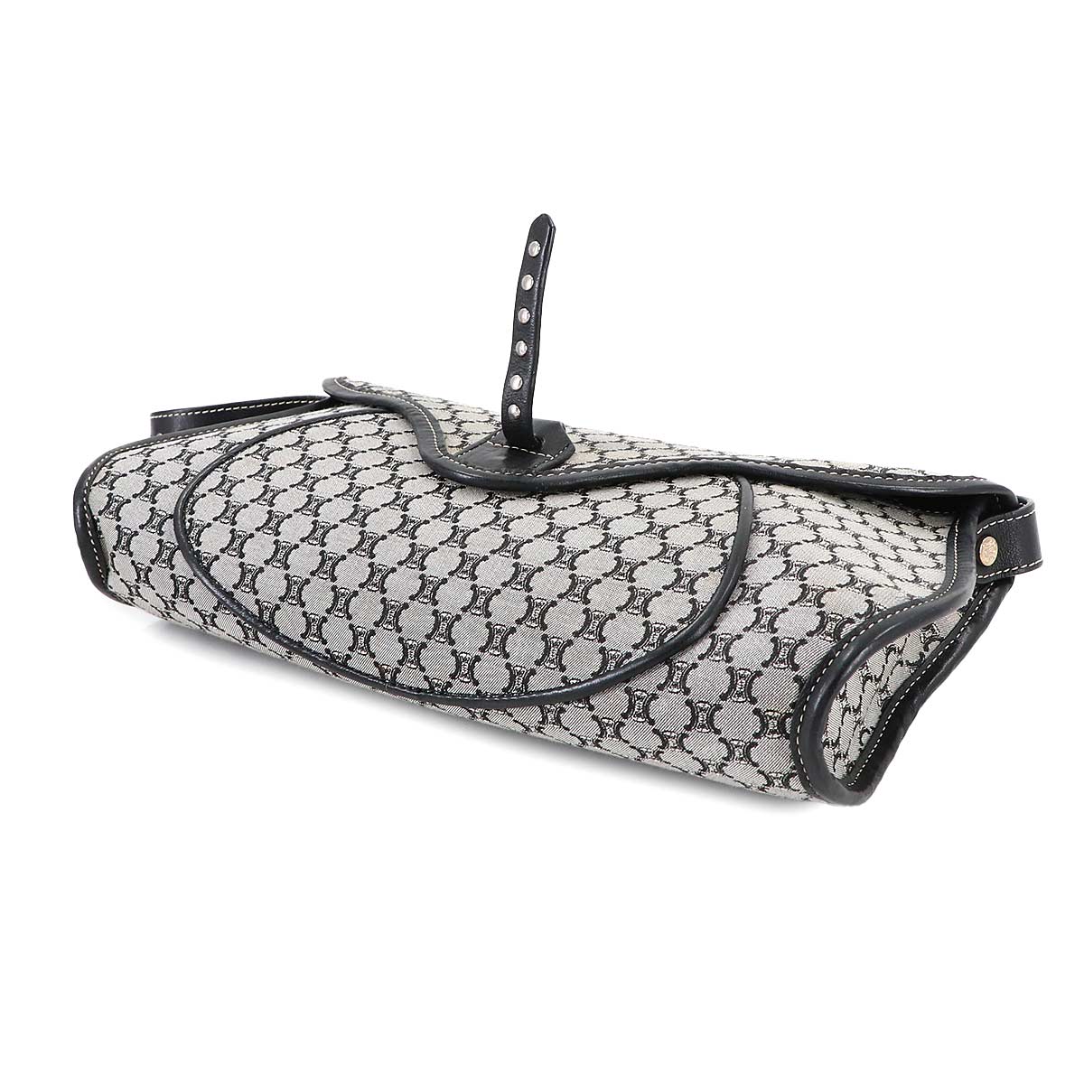 Macadam Shoulder Bag Canvas Leather Gray Black Vintage