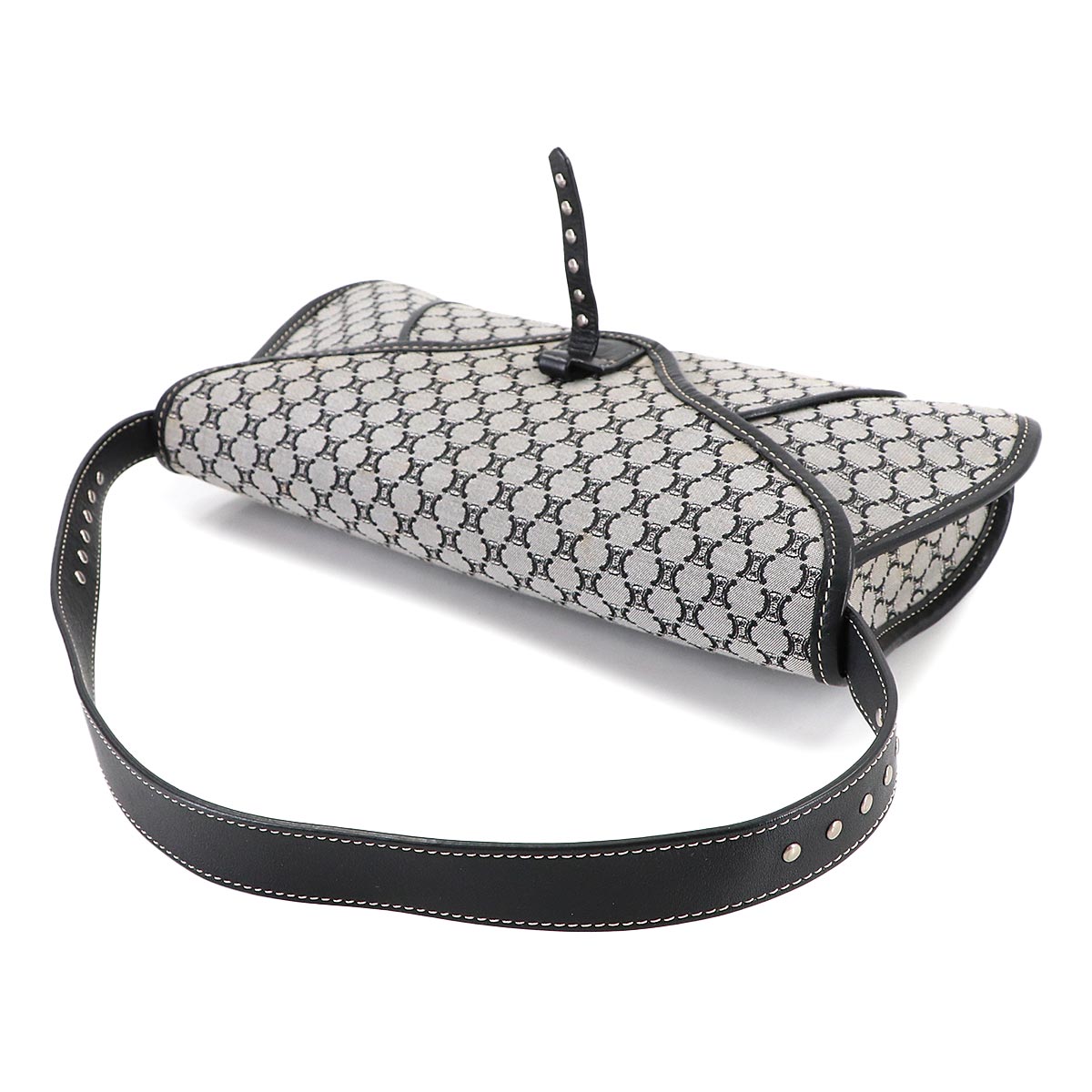 Macadam Shoulder Bag Canvas Leather Gray Black Vintage