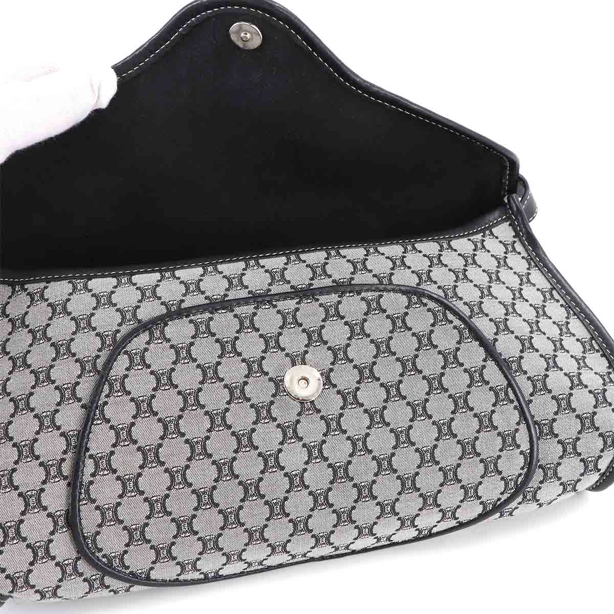 Macadam Shoulder Bag Canvas Leather Gray Black Vintage